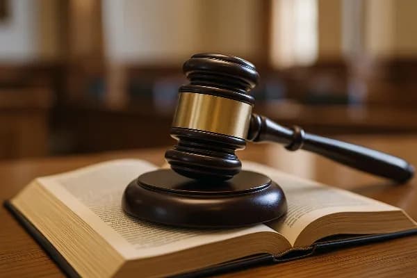 An image of a gavel resting on top of an open law book, symbolizing the legal considerations involved in child relocation cases. The background is softly blurred, suggesting a courtroom setting. This image accompanies a blog post discussing the intricacie