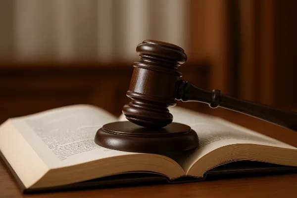 A close-up image of a gavel resting on top of an open law book, symbolizing the legal proceedings involved in divorce cases. The focus is on the gavel, with the background slightly blurred to emphasize its significance in enforcing statutory restraining o